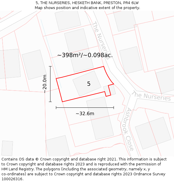 5, THE NURSERIES, HESKETH BANK, PRESTON, PR4 6LW: Plot and title map