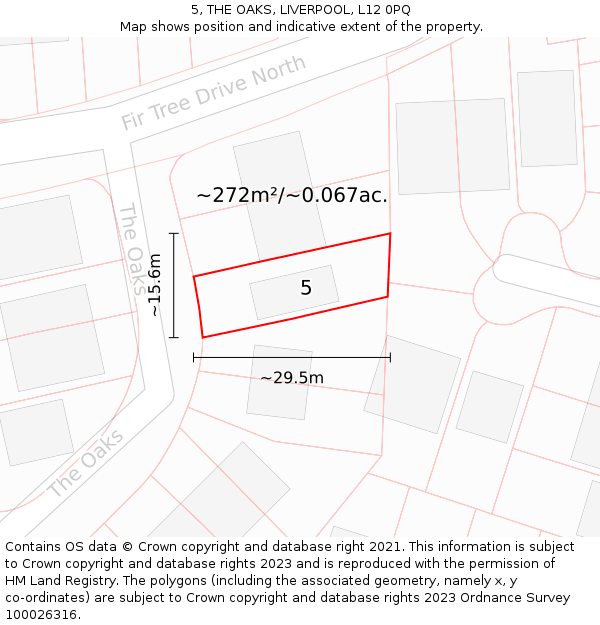 5, THE OAKS, LIVERPOOL, L12 0PQ: Plot and title map