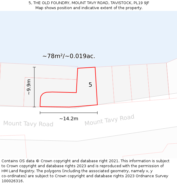 5, THE OLD FOUNDRY, MOUNT TAVY ROAD, TAVISTOCK, PL19 9JF: Plot and title map
