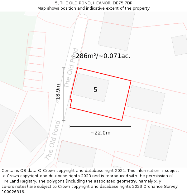 5, THE OLD POND, HEANOR, DE75 7BP: Plot and title map