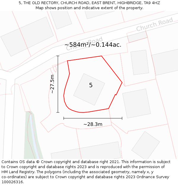5, THE OLD RECTORY, CHURCH ROAD, EAST BRENT, HIGHBRIDGE, TA9 4HZ: Plot and title map