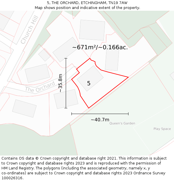 5, THE ORCHARD, ETCHINGHAM, TN19 7AW: Plot and title map