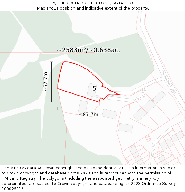 5, THE ORCHARD, HERTFORD, SG14 3HQ: Plot and title map