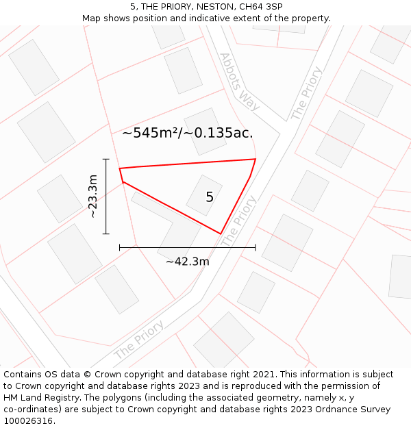 5, THE PRIORY, NESTON, CH64 3SP: Plot and title map