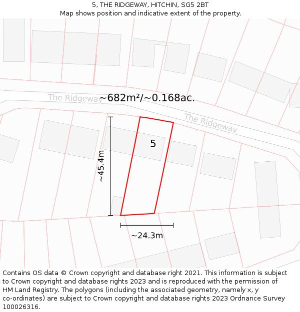 5, THE RIDGEWAY, HITCHIN, SG5 2BT: Plot and title map