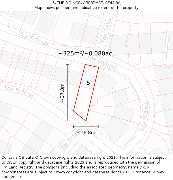 5, THE RIDINGS, ABERDARE, CF44 8AJ: Plot and title map