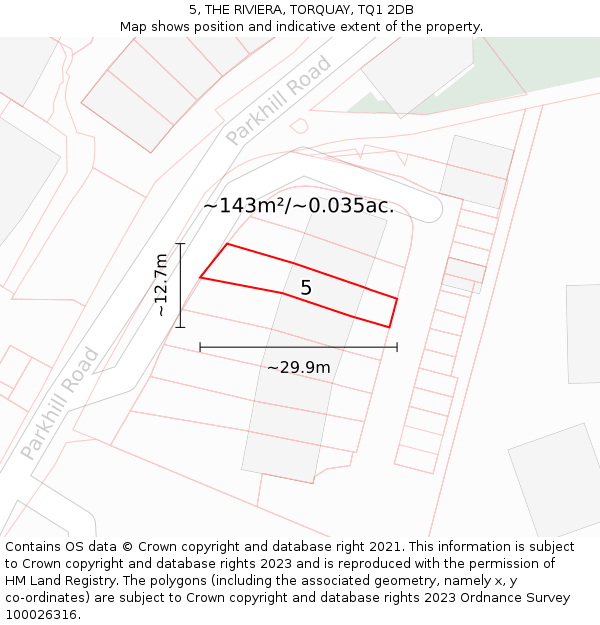 5, THE RIVIERA, TORQUAY, TQ1 2DB: Plot and title map