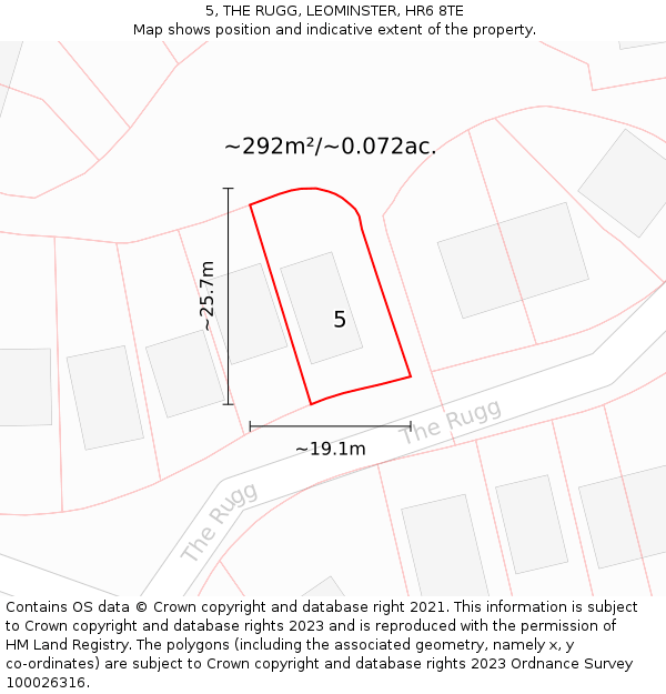 5, THE RUGG, LEOMINSTER, HR6 8TE: Plot and title map