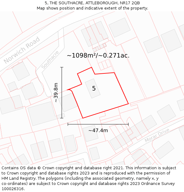 5, THE SOUTHACRE, ATTLEBOROUGH, NR17 2QB: Plot and title map