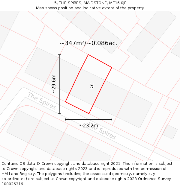 5, THE SPIRES, MAIDSTONE, ME16 0JE: Plot and title map