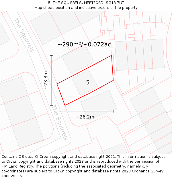 5, THE SQUIRRELS, HERTFORD, SG13 7UT: Plot and title map