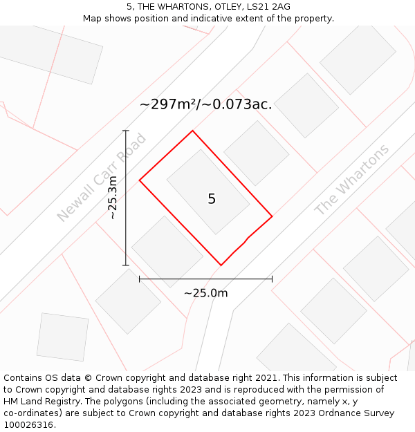 5, THE WHARTONS, OTLEY, LS21 2AG: Plot and title map