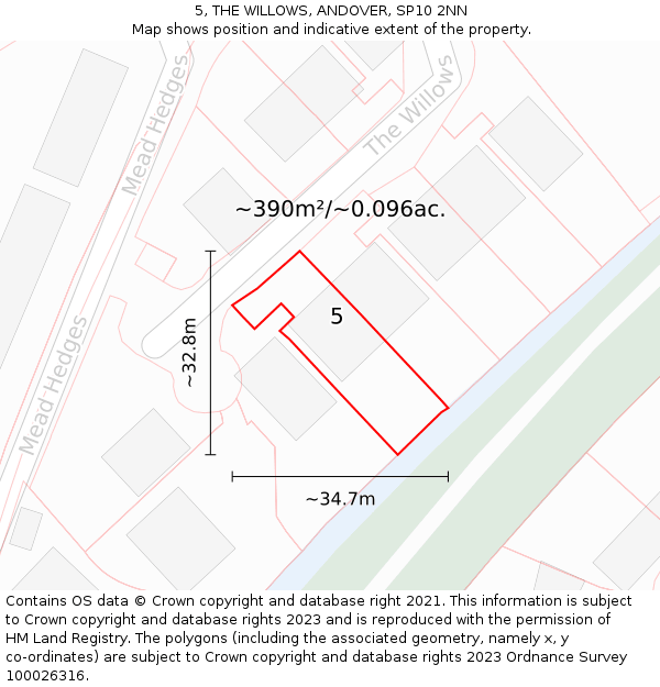 5, THE WILLOWS, ANDOVER, SP10 2NN: Plot and title map