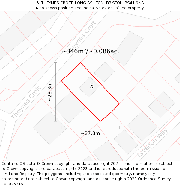 5, THEYNES CROFT, LONG ASHTON, BRISTOL, BS41 9NA: Plot and title map