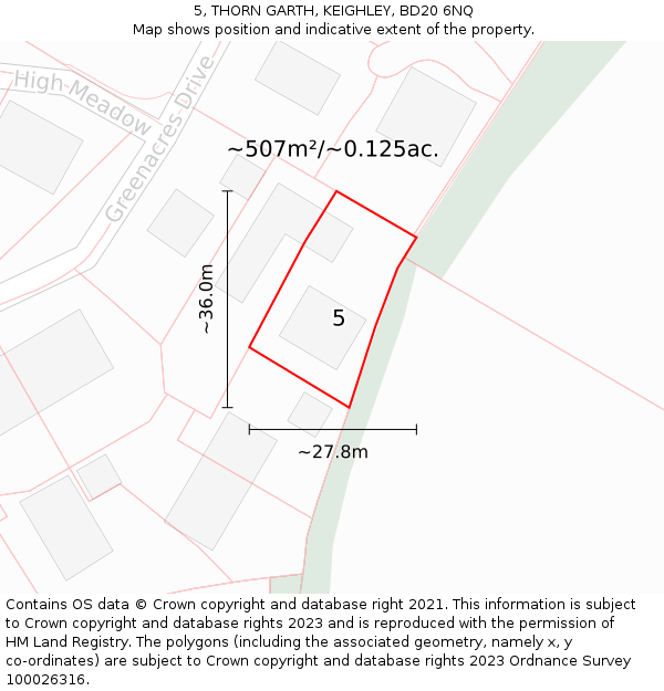 5, THORN GARTH, KEIGHLEY, BD20 6NQ: Plot and title map