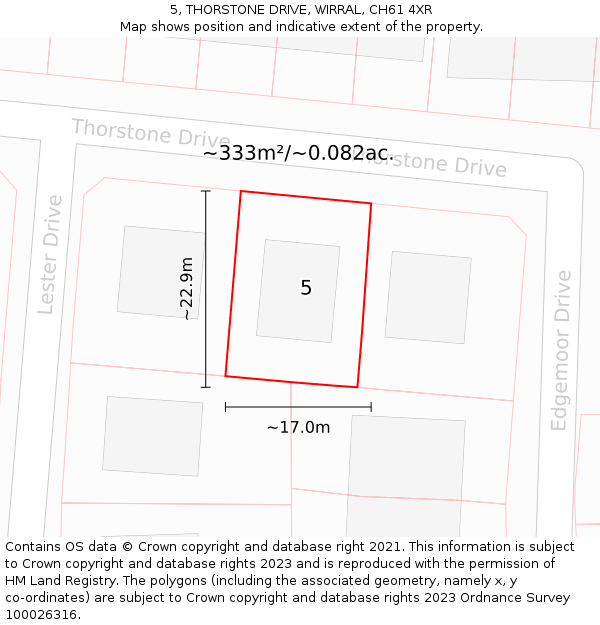 5, THORSTONE DRIVE, WIRRAL, CH61 4XR: Plot and title map