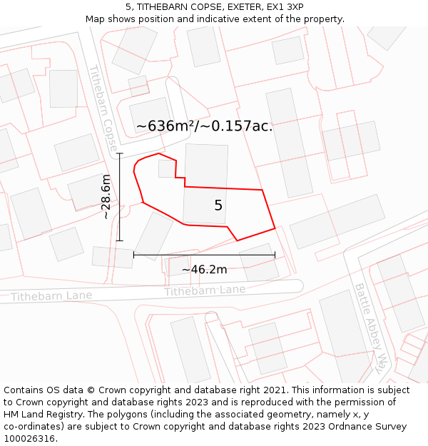 5, TITHEBARN COPSE, EXETER, EX1 3XP: Plot and title map