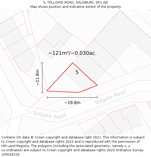 5, TOLLGATE ROAD, SALISBURY, SP1 2JA: Plot and title map