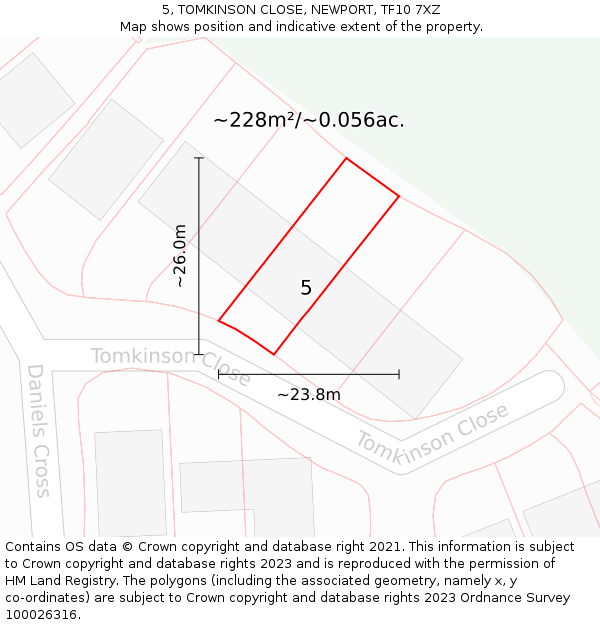 5, TOMKINSON CLOSE, NEWPORT, TF10 7XZ: Plot and title map