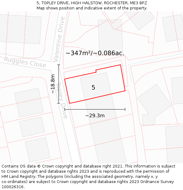 5, TOPLEY DRIVE, HIGH HALSTOW, ROCHESTER, ME3 8PZ: Plot and title map