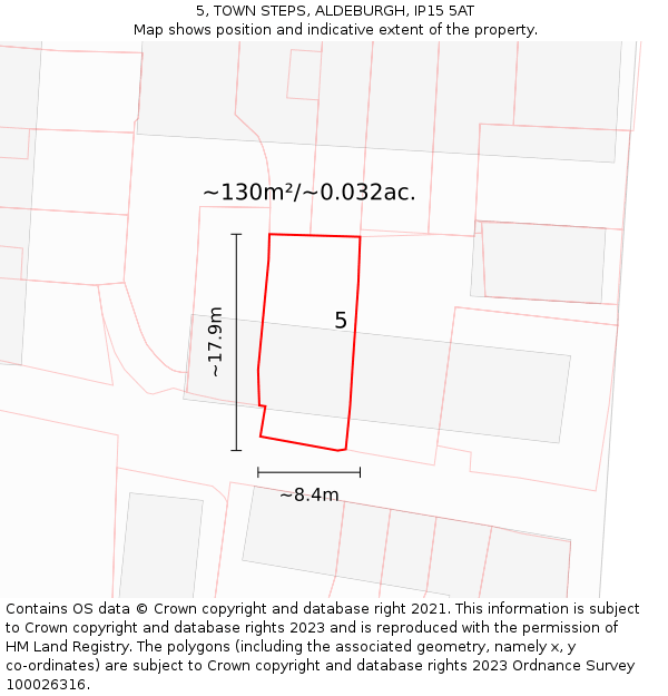 5, TOWN STEPS, ALDEBURGH, IP15 5AT: Plot and title map