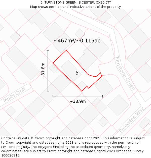 5, TURNSTONE GREEN, BICESTER, OX26 6TT: Plot and title map