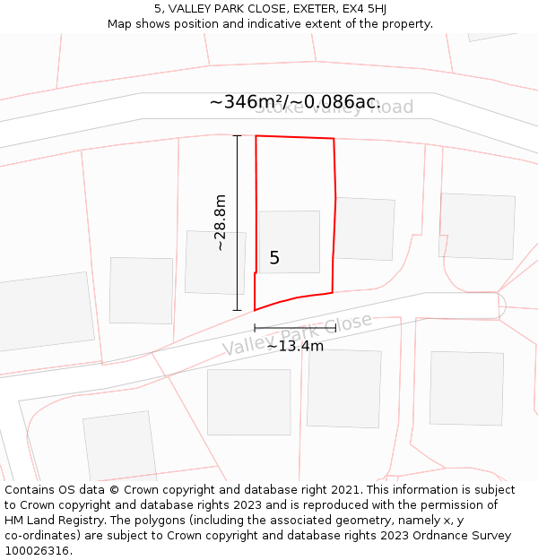 5, VALLEY PARK CLOSE, EXETER, EX4 5HJ: Plot and title map