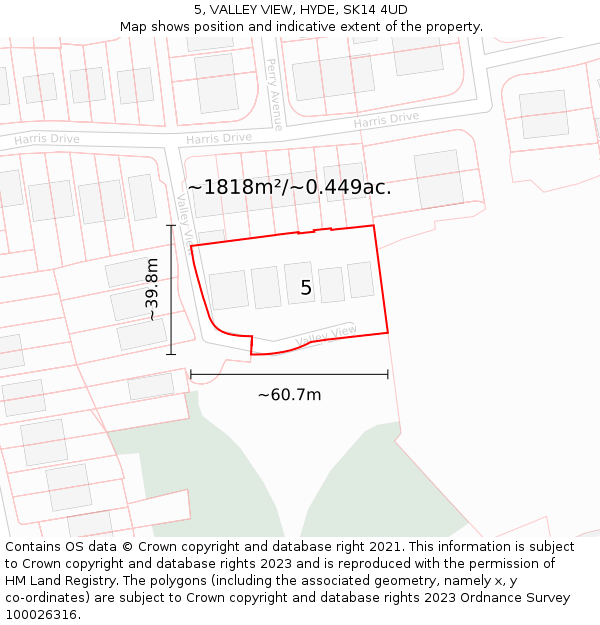 5, VALLEY VIEW, HYDE, SK14 4UD: Plot and title map