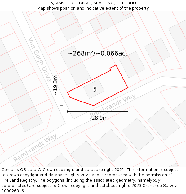 5, VAN GOGH DRIVE, SPALDING, PE11 3HU: Plot and title map