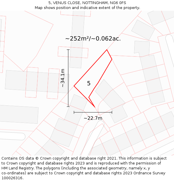 5, VENUS CLOSE, NOTTINGHAM, NG6 0FS: Plot and title map