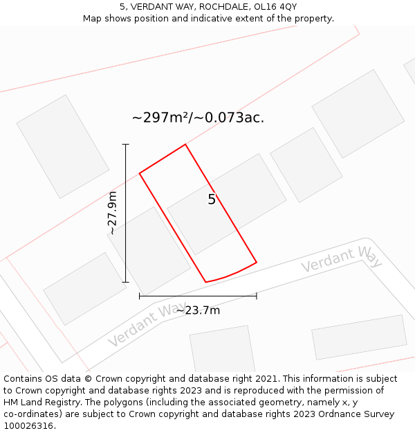 5, VERDANT WAY, ROCHDALE, OL16 4QY: Plot and title map