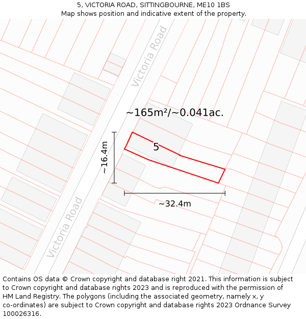 5, VICTORIA ROAD, SITTINGBOURNE, ME10 1BS: Plot and title map