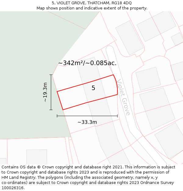 5, VIOLET GROVE, THATCHAM, RG18 4DQ: Plot and title map