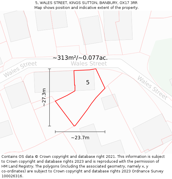 5, WALES STREET, KINGS SUTTON, BANBURY, OX17 3RR: Plot and title map