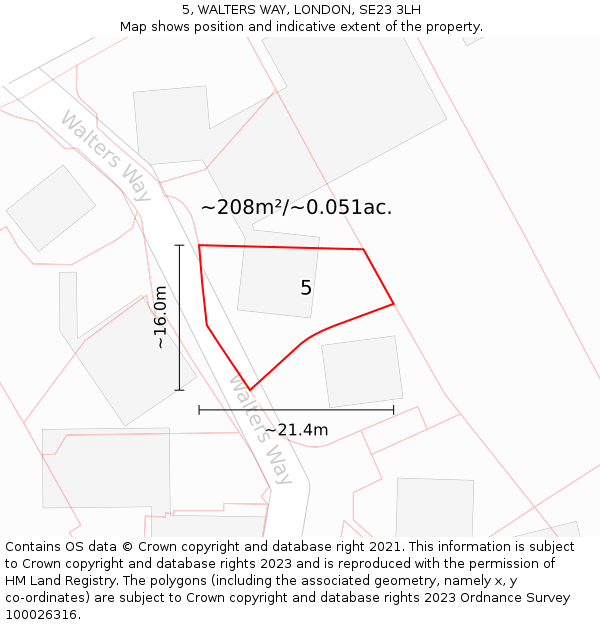 5, WALTERS WAY, LONDON, SE23 3LH: Plot and title map