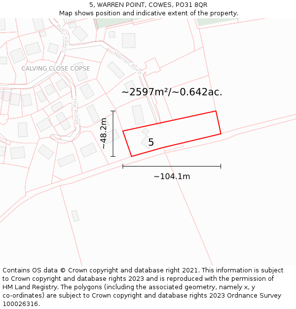 5, WARREN POINT, COWES, PO31 8QR: Plot and title map