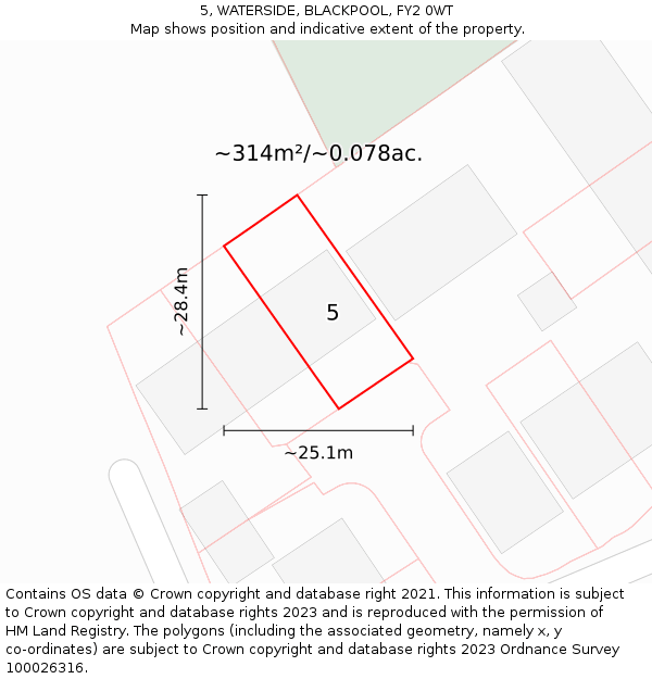 5, WATERSIDE, BLACKPOOL, FY2 0WT: Plot and title map