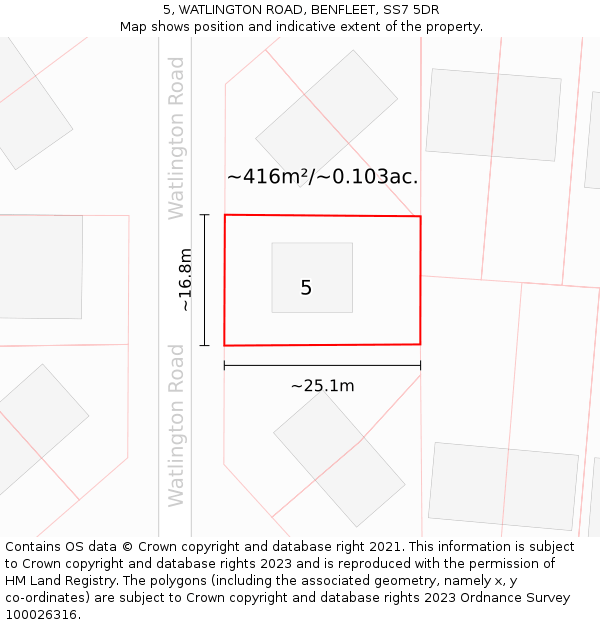 5, WATLINGTON ROAD, BENFLEET, SS7 5DR: Plot and title map