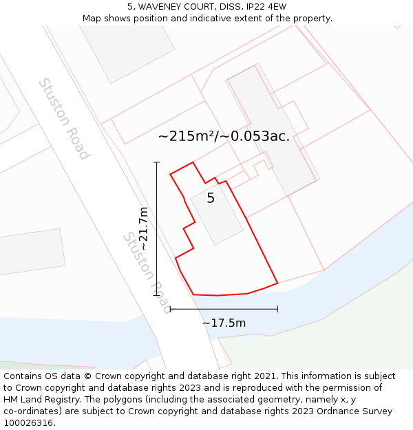 5, WAVENEY COURT, DISS, IP22 4EW: Plot and title map