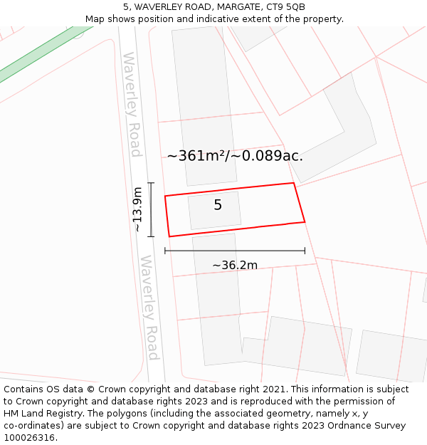 5, WAVERLEY ROAD, MARGATE, CT9 5QB: Plot and title map