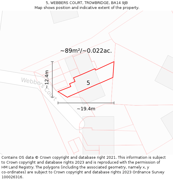 5, WEBBERS COURT, TROWBRIDGE, BA14 9JB: Plot and title map