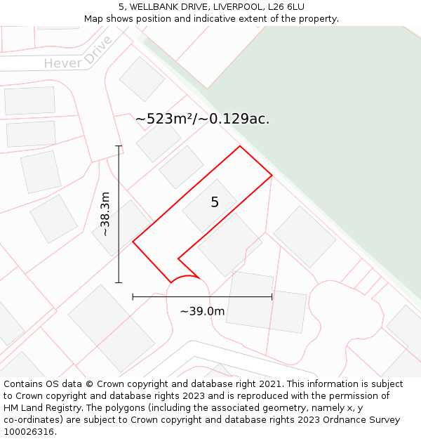 5, WELLBANK DRIVE, LIVERPOOL, L26 6LU: Plot and title map