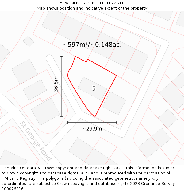 5, WENFRO, ABERGELE, LL22 7LE: Plot and title map