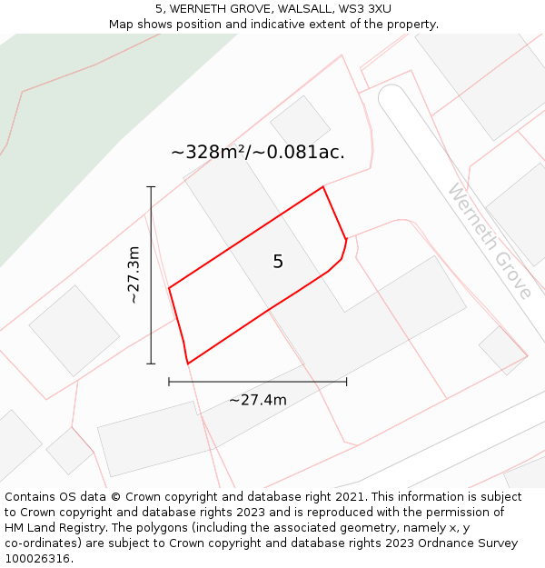 5, WERNETH GROVE, WALSALL, WS3 3XU: Plot and title map
