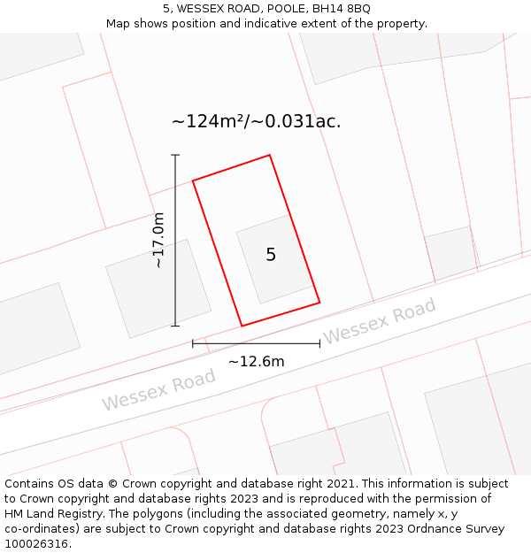 5, WESSEX ROAD, POOLE, BH14 8BQ: Plot and title map