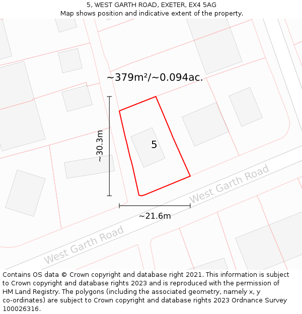 5, WEST GARTH ROAD, EXETER, EX4 5AG: Plot and title map