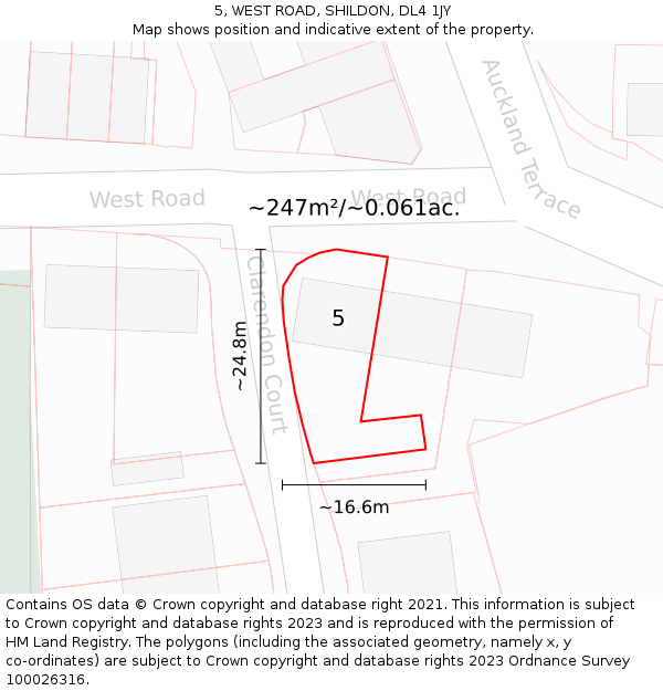 5, WEST ROAD, SHILDON, DL4 1JY: Plot and title map