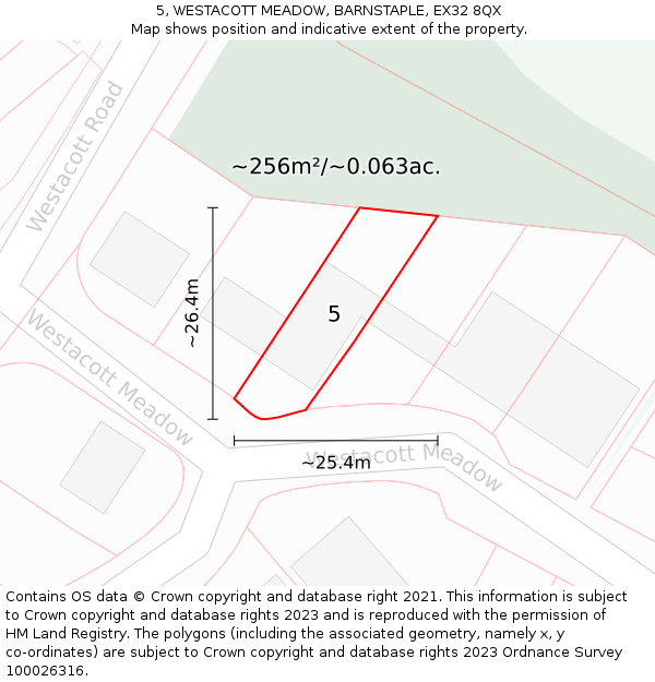 5, WESTACOTT MEADOW, BARNSTAPLE, EX32 8QX: Plot and title map