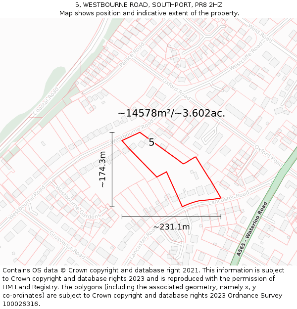 5, WESTBOURNE ROAD, SOUTHPORT, PR8 2HZ: Plot and title map