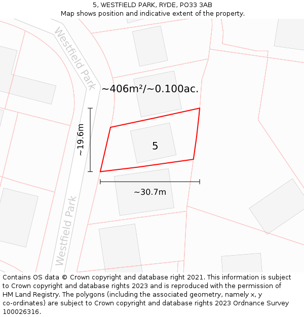 5, WESTFIELD PARK, RYDE, PO33 3AB: Plot and title map